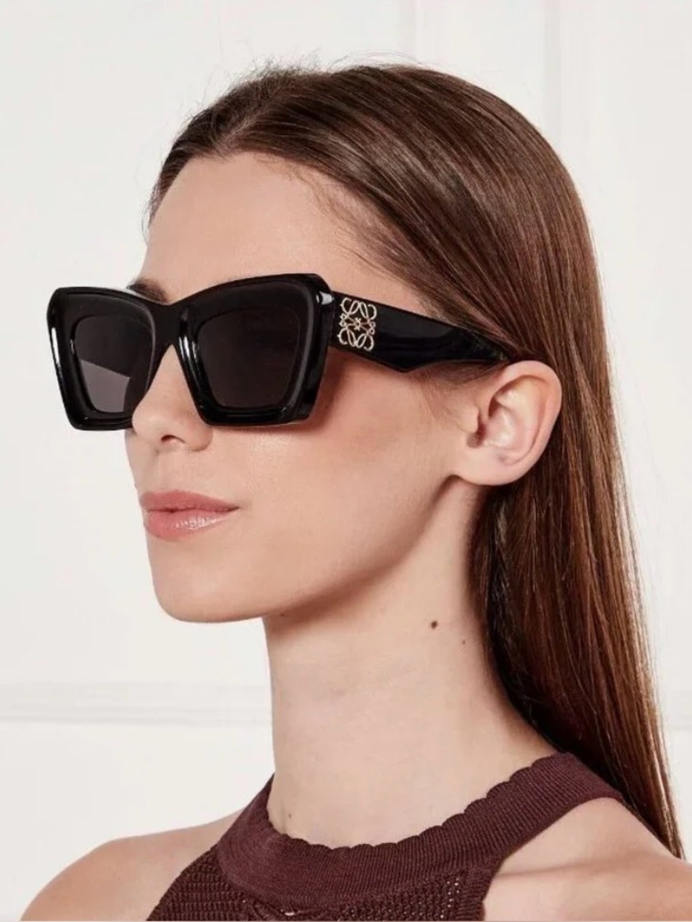 LOEWE LW40036I 01A Black Cat Eye Sunglasses 51mm Made in Italy